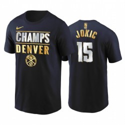 Denver Nuggets # 15 Nikola Jokic 2020 Northwest Division Champs Navy T-shirt Edición limitada
