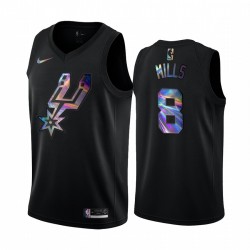 San Antonio Spurs Patty Mills # 8 Camisetas COLECCIÓN HWC iridiscente Negro 2021 Limited