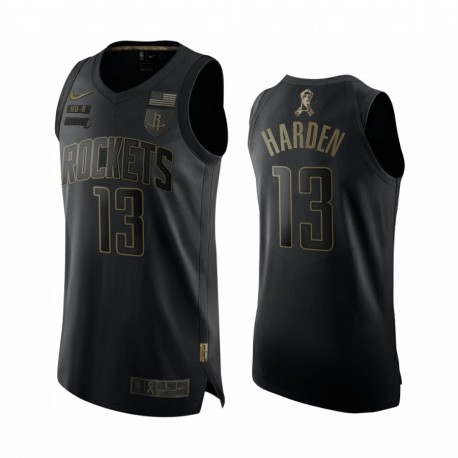 James Harden Houston Rockets 2020 Salute para Servir Black Authentic Camisetas