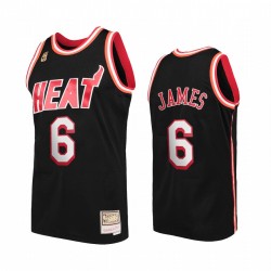Miami Heat Lebron James # 6 Negro Hardwood Classics 2010-14 Camisetas