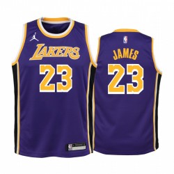 Lebron James Los Angeles Lakers Juvenil Purple Declaración Camisetas Jumpman