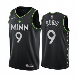 Minnesota Timberwolves Ricky Rubio # 9 Negro 2020-21 Edición de la ciudad Camisetas Player