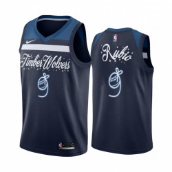 Ricky Rubio Minnesota Timberwolves 2020 Navidad Night Night Navy Camisetas Festiva Edición Especial