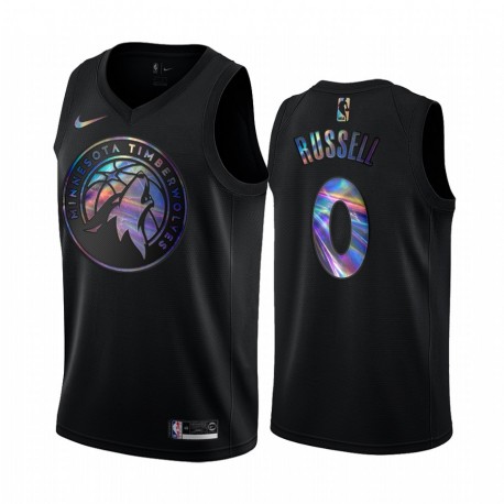 Minnesota Timberwolves d'Angelo Russell & 0 Camisetas Iridiscente Holográfica Black Edition Limitada
