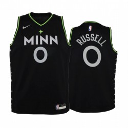 Minnesota Timberwolves d'Angelo Russell 2020-21 City Edition Negro Juvenil Camisetas - Nuevo uniforme