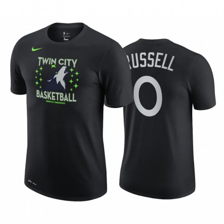D'Angelo Russell 2020-21 Timberwolves & 0 City Black T-shirt Historia