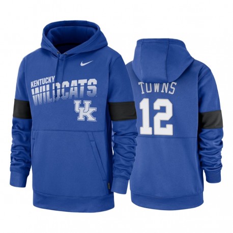 Kentucky Wildcats & 12 Karl-Anthony Towns Royal 2019 Sideline Therma-Fit Hoodie
