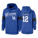 Kentucky Wildcats # 12 Karl-Anthony Towns Royal 2019 Sideline Therma-Fit Hoodie