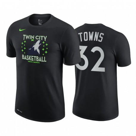 Karl-Anthony Towns 2020-21 Timberwolves & 32 City Black T-shirt Historia