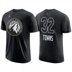 2018 All-Star Timberwolves Male Karl-Anthony Towns y 32 camiseta negra