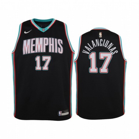 Memphis Grizzlies Jonas Valanciunas 2020-21 Hardwood Classics Black Youth Camisetas y 17