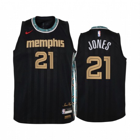 Tyus Jones Memphis Grizzlies 2020-21 Ciudad Negro Juvenil Camisetas - Nuevo uniforme
