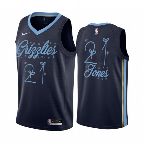 Tyus Jones Memphis Grizzlies 2020 Navidad Night Navy Camisetas Festiva Edición Especial