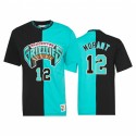 JA Morant Memphis Grizzlies # 12 Negro Teal Split Color T-Shirt