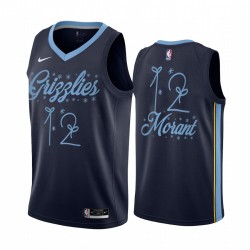 JA Morant Memphis Grizzlies 2020 Navidad Night Navy Camisetas Festiva Edición Especial