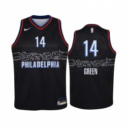 Filadelfia 76ers Danny Green 2020-2021 City Edition Black Youth Camisetas y 14