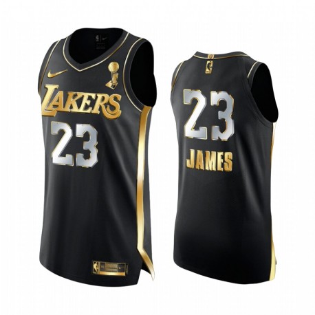 Los Ángeles Lakers 17X NBA Finals Champions LeBron James Black Authenic Golden Camisetas Social Justice