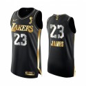 Los Ángeles Lakers 17X NBA Finals Champions LeBron James Negro Authenic Golden Camisetas Social Justice