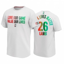 Jeremy Lamb Noth Lives Matter Pacers Amar nuestro juego Valor Nuestras vidas Justicia Social Tee Blanco
