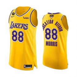 Markieff Morris la Lakers 2020 NBA Finals G1 G4 Auténtico Gold Camisetas Blm