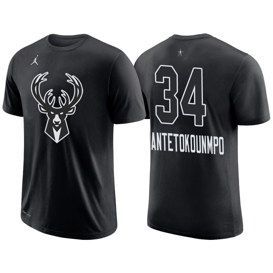 2018 Bucks All-Star Male Giannis Antetokounmpo y 34 camiseta negra NBA Camisetas Retro Tienda - 2021-23 NBA Personaliza Camiseta Para.