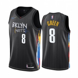 Brooklyn Nets Jeff Green & 8 Negro 2020-21 Ciudad Camisetas Honor Basquiat
