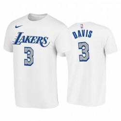 Anthony Davis 2020-21 Lakers # 3 City Edition Blanco camiseta Nuevo Logo Blue Silver