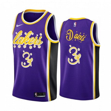 Anthony Davis Los Angeles Lakers 2020 Navidad Night Purple Camisetas Festive Edición Especial