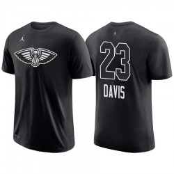 2018 Pelícanos All-Star Male Anthony Davis # 23 Negro T-Shirt