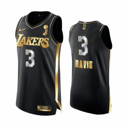 Los Ángeles Lakers 17X NBA Finales Campeones Anthony Davis Negro Authenic Golden Camisetas Social Justicia