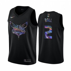 Charlotte Hornets Lamelo Ball & 2 Camisetas Iridiscente Holográfico Black Edición Limitada