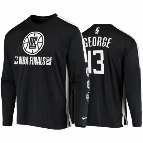 Clippers Paul George 2020 Finales Shooting Black Camisa de manga larga