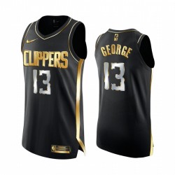 Paul George La Clippers 2020-21 Negro Golden Edition Camisetas Authentic Limited