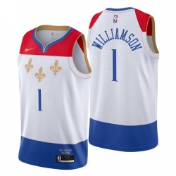 2020-21 Nueva Orleans Pelicans Swingman Camiseta Zion Williamson No. 1 Ciudad Edición Blanco