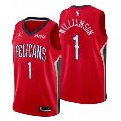New Orleans Pelicans & 1 Zion Williamson Swingman Rojo Camiseta Declaración EDICIÓN 2020-21