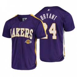 Hombres Los Angeles Lakers y 24 Kobe Bryant Purple Playmaker Baseball Camiseta Camiseta Camiseta