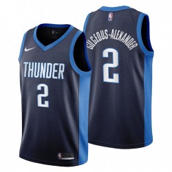 2020-21 Oklahoma City Thunder No.2 Shai Gilgeous-Alexander Ganado Edición Camiseta Navy