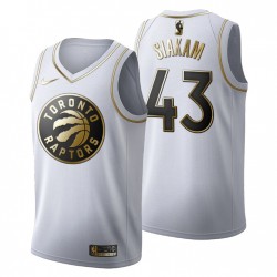 Hombres Toronto Raptors y 43 Pascal Siakam Golden Edición Blanco Moda Camiseta