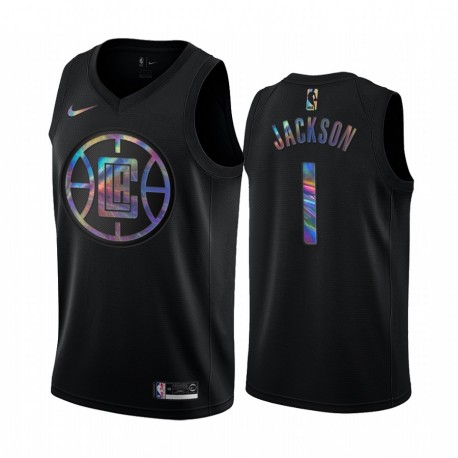 La Clippers Reggie Jackson & 1 Camisetas Iridiscente Holográfico Black Edición Limitada