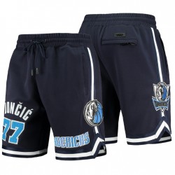 Dallas Mavericks No. 77 Luka Donic Team Player Shorts de Navy