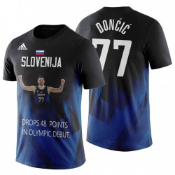 Eslovenia 2020 Juegos Olímpicos de verano y 77 LUKA DONCIC PUNTANOS 48 PTS Olympic Debut Camiseta Negro