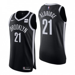 Brooklyn Nets Camiseta No. 21 Lamarcus Aldridge Icon EDICIÓN NEGRO