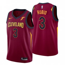 Cleveland Cavaliers Icon Edición # 3 Ricky Rubio Wine Camiseta Swingman