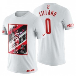Portland Trail Blazers hombres 0 Blanco NBA Playoffs 50 puntos & Buzzer-Beating 3-Pointer Jumper Damian Lillard T-Shirt