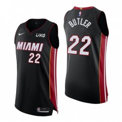 Miami Heat No. 22 Jimmy Butler Icono auténtico Edición Negro Camiseta