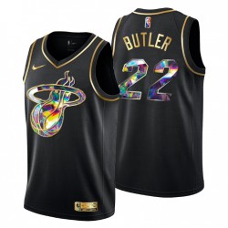 2021-22 Miami Heat Jimmy Butler # 22 Golden Edición Diamond Logo Negro Swingman Camiseta