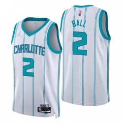 2021-22 Charlotte Hornets Lamelo Ball # 2 Asociación 75 Aniversario Blanco Camiseta