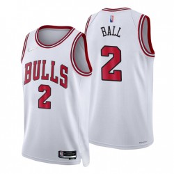 2021-22 Chicago Bulls Lonzo Ball # 2 75 aniversario Diamond Blanco Swingman Camiseta Association