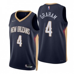 2021-22 New Orleans Pelicans Devonte 'Graham # 4 75 ANIVERSARIO Diamante Navy Swing Swing Camiseta Icono
