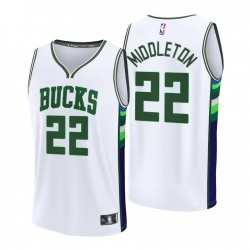 2021-22 Milwaukee Bucks Khris Middleton # 22 Replica Blanco Camiseta - Ciudad
